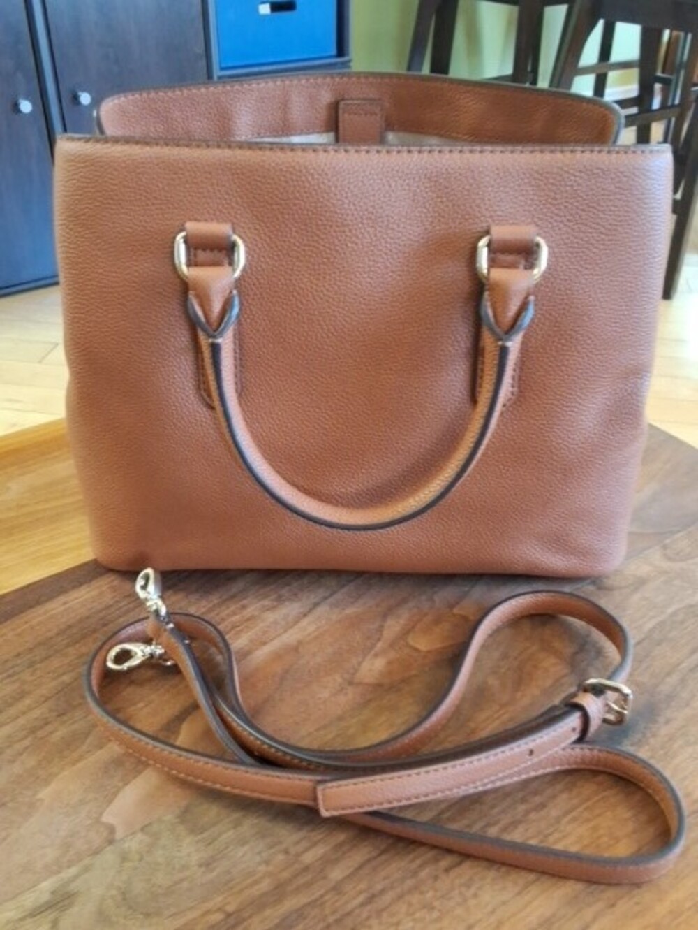 kate spade tan leather satchel with detachable strap - Picture 2 of 9